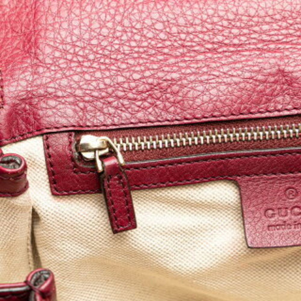 Gucci Bamboo Shoulder Bag Red Bordeaux Leather - Picture 7 of 8